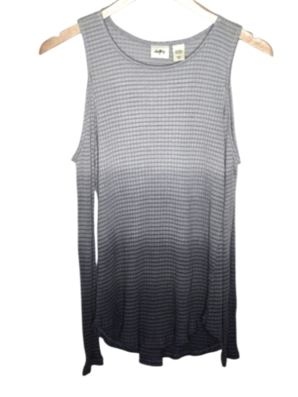 Daytrip Ombre Gray Cold Shoulder Long Sleeve Shirt